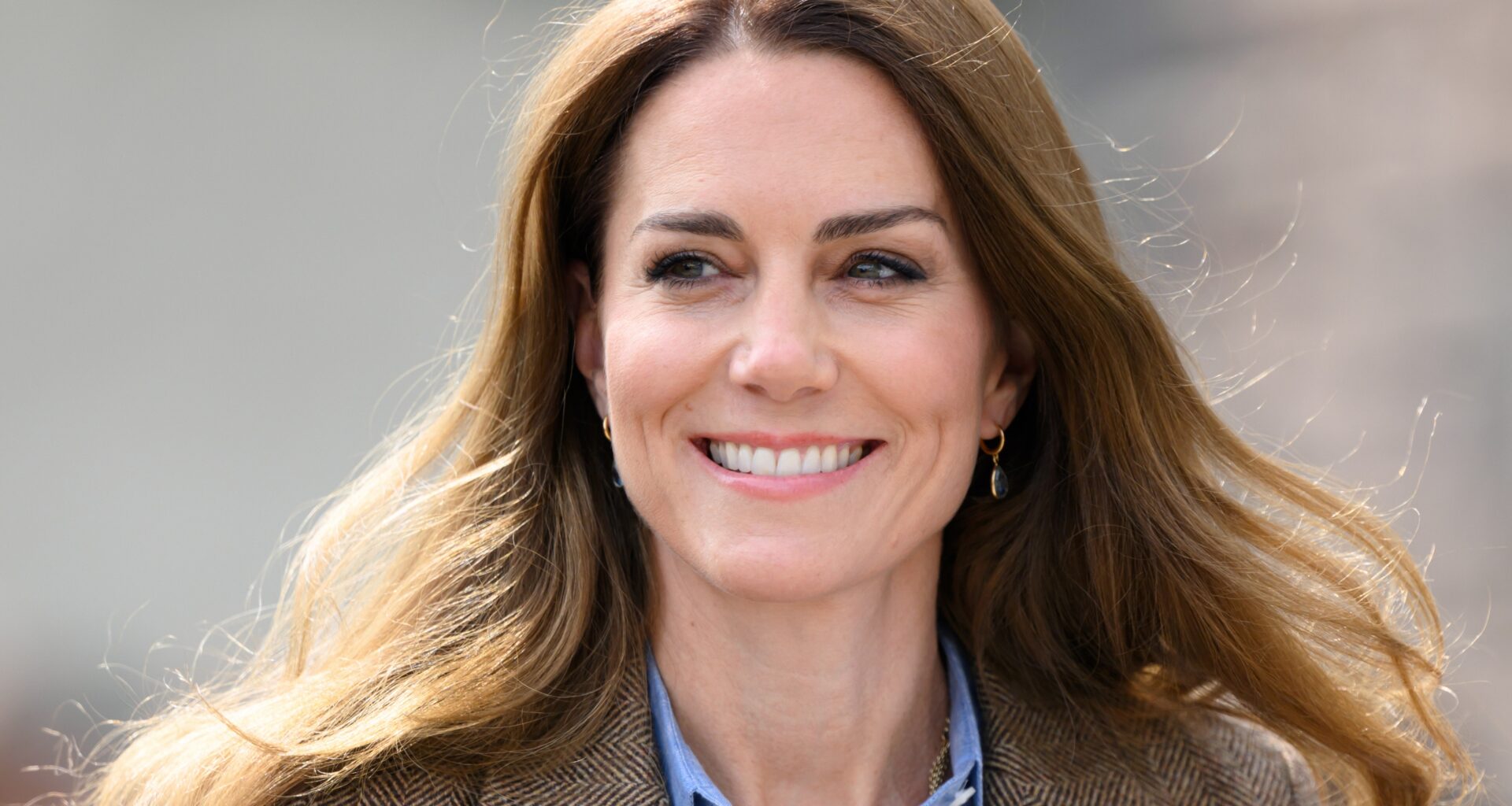 Catherine, Princess of Wales smiles as she visits Aros Hall, a local community hub on April 29, 2025
