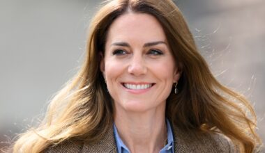 Catherine, Princess of Wales smiles as she visits Aros Hall, a local community hub on April 29, 2025
