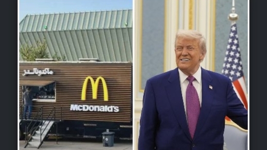 Trump's fondness for the Golden Arches is well known. During his first term, he was pictured serving fast food at White House dinners and gave McDonald's to drive-thru patrons at campaign photo session.