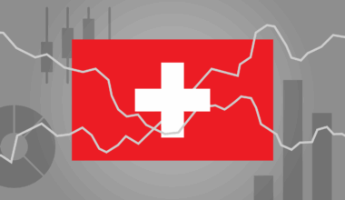 illustration of a flag with chart icons and time series lines.