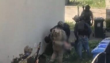 Armed counter terror police storm home after 'blowing off door' and 'throwing gas canister'