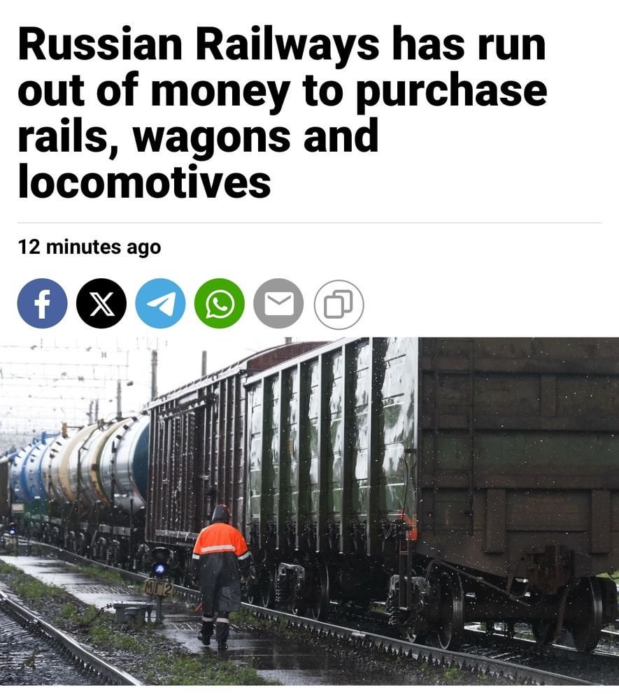 Russian Railways has run out of money to purchase rails, wagons and locomotives