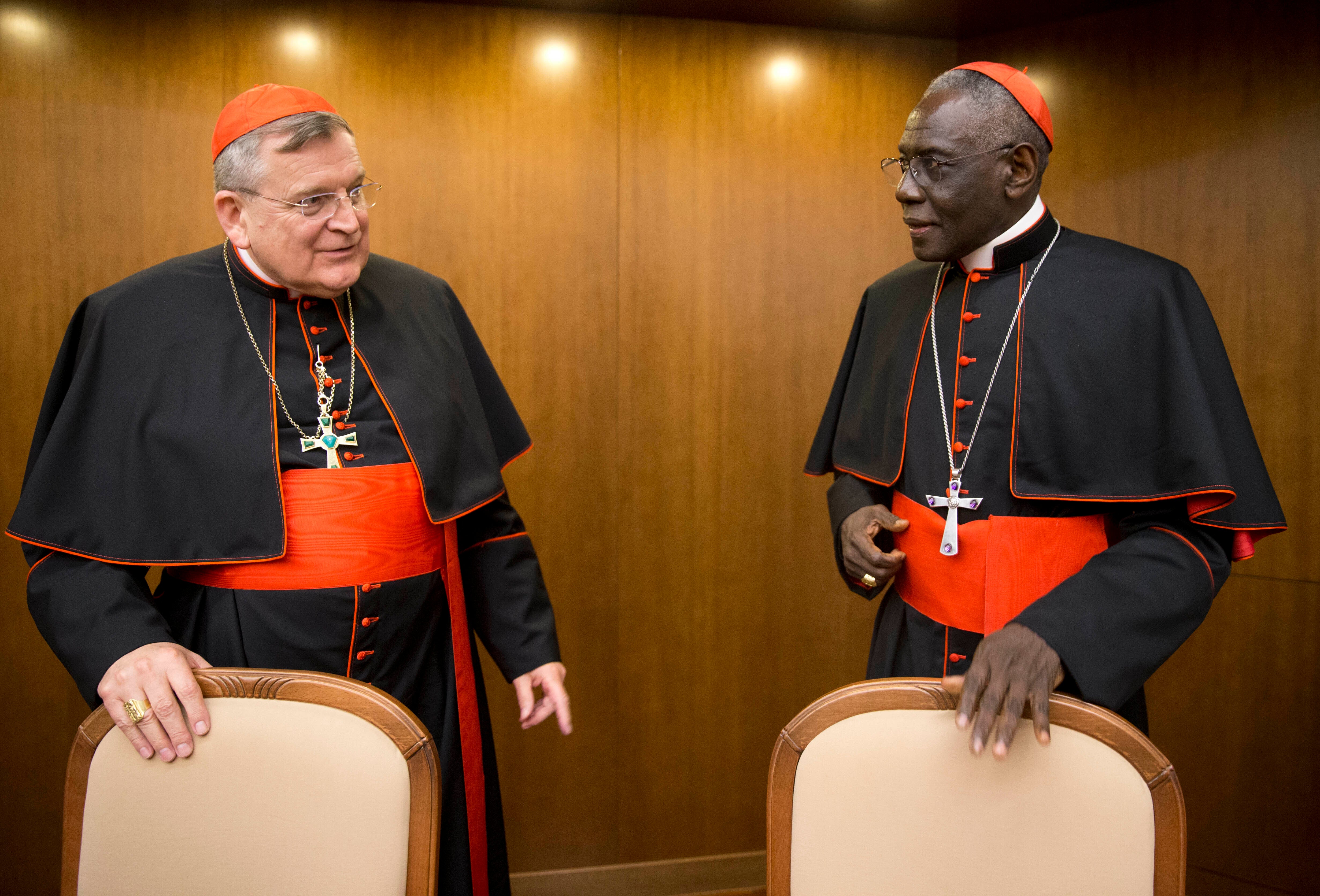 Robert Sarah (right) with fellow cardinal Raymond Burke