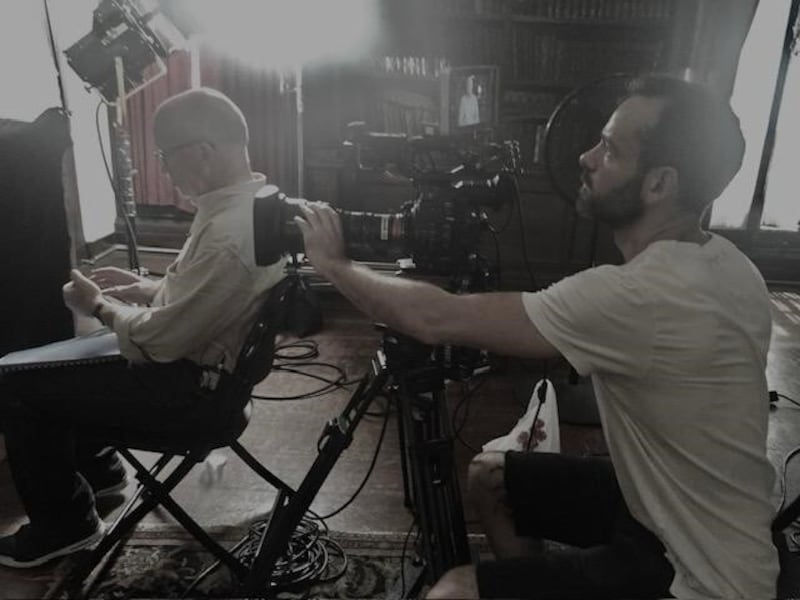 Ross McDonnell with Oscar winning director Alex Gibney filming No Stone Unturned. Courtesy of Fine Point Films 