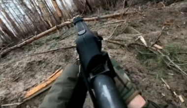 Soldier of the International Legion (2nd Battalion) targeted Russians positions with a grenade launcher. Serebryansky forest. Luhansk Oblast. [Date unknown]