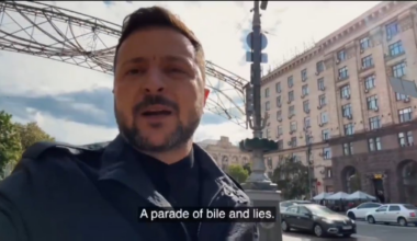In an epic street rant in central Kyiv, Zelensky calls Putin's May 9th propaganda festival "bile and lies" while greeting passersby. May 8, 2025