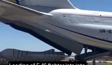 Loading of F-16 fighter jets into a Ukrainian An-124 cargo aircraft in Arizona, USA