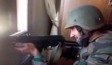 SAA soldier takes a round to the face while fighting in a apartment building