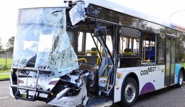 Person injured after bus hits parked truck in Palmerston North