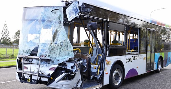 Person injured after bus hits parked truck in Palmerston North