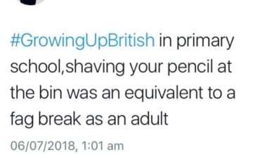 It actually took me a minute to remember what Brits call cigarettes