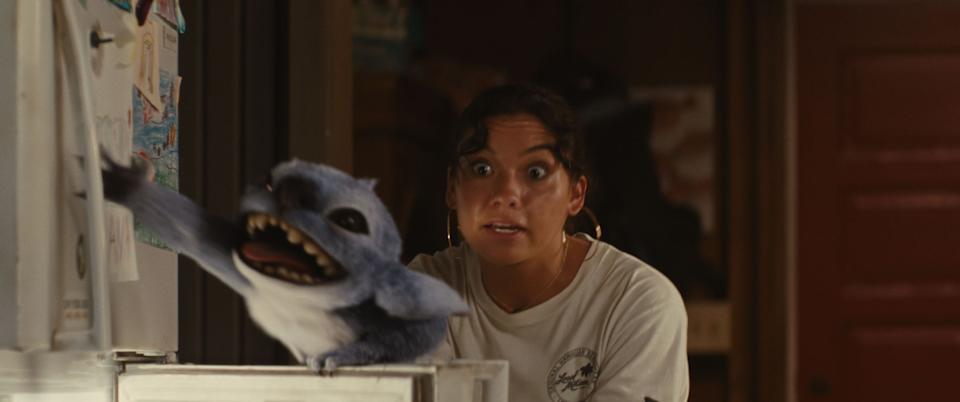 Nani (Sydney Agudong, right) struggles to keep her house in order when Lilo brings home a new pet, Stitch.