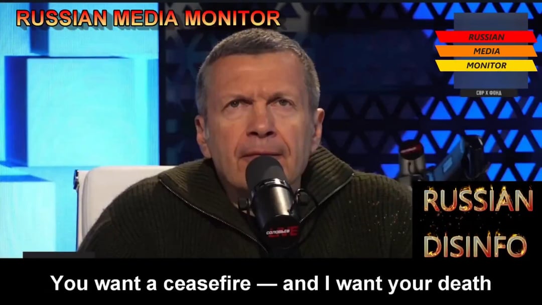 Russia doesn’t want peace: “You Want Ceasefire, I Want Your Death” said Soloviev on TV