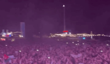 Crowd chanting Free Palestine at Wide Awake Festival