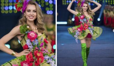 Een en al fleurigheid: Miss België toont nationaal kostuum tijdens Miss World-verkiezing