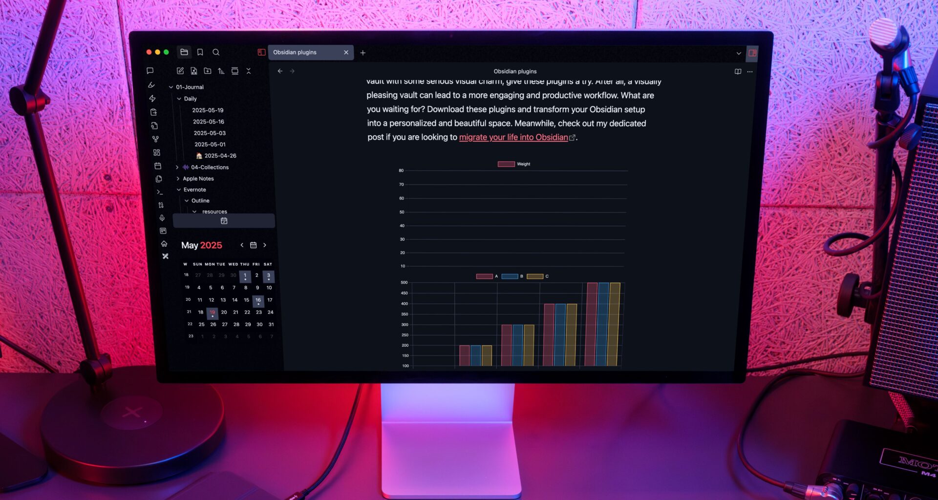 Here's how I insert interactive charts in my Obsidian pages