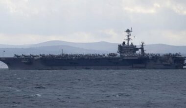 US fighter jet landing on aircraft carrier goes overboard