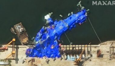 A day after an embarrassing mishap during a launch ceremony attended by dictator Kim Jong Un, North Korean authorities are trying to right the 5,000-ton frigate. The warship rolled over and partially submerged