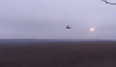Two Ukrainian Mi-24 launches "Zuni" unguided rockets. Likely winter 2025, location unknown