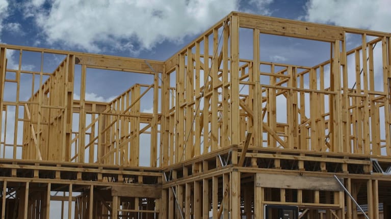 A construction site featuring an unfinished modern house (file image). 