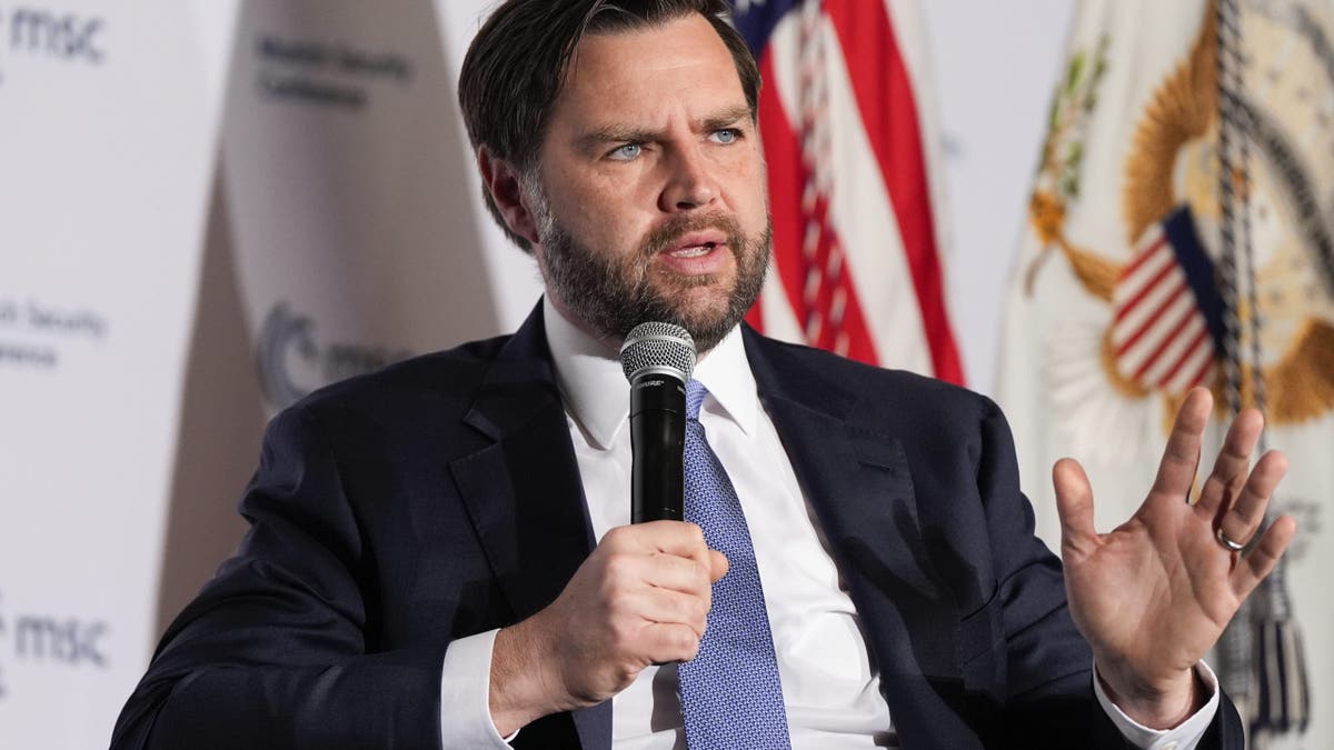 Vice President JD Vance speaking at the Munich Leaders Meeting, Wednesday, May 7, 2025, in Washington
