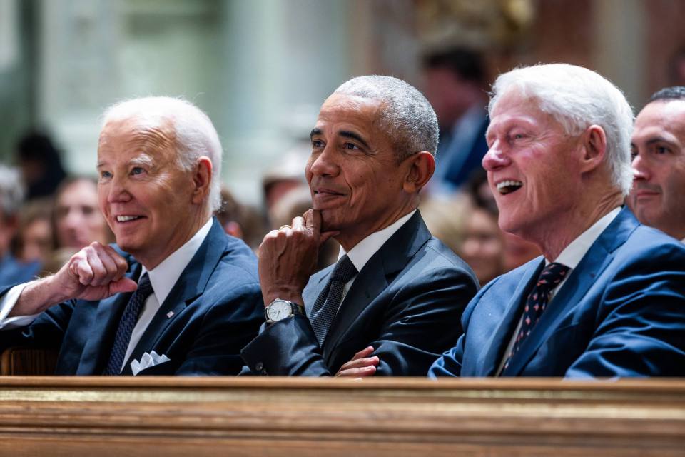Presidents Biden, Obama, and Carter at Ethel Kennedy's memorial service.