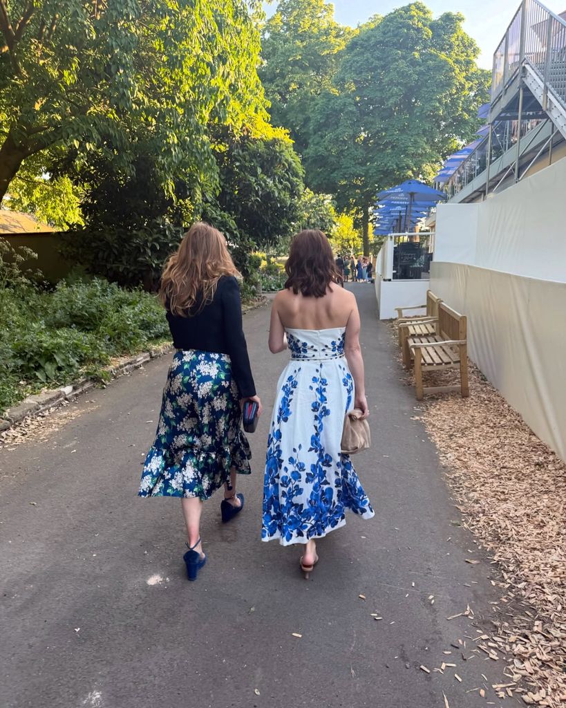 Princess Eugenie and Princess Beatrice wearing floral dresses at Chelsea Flower Show