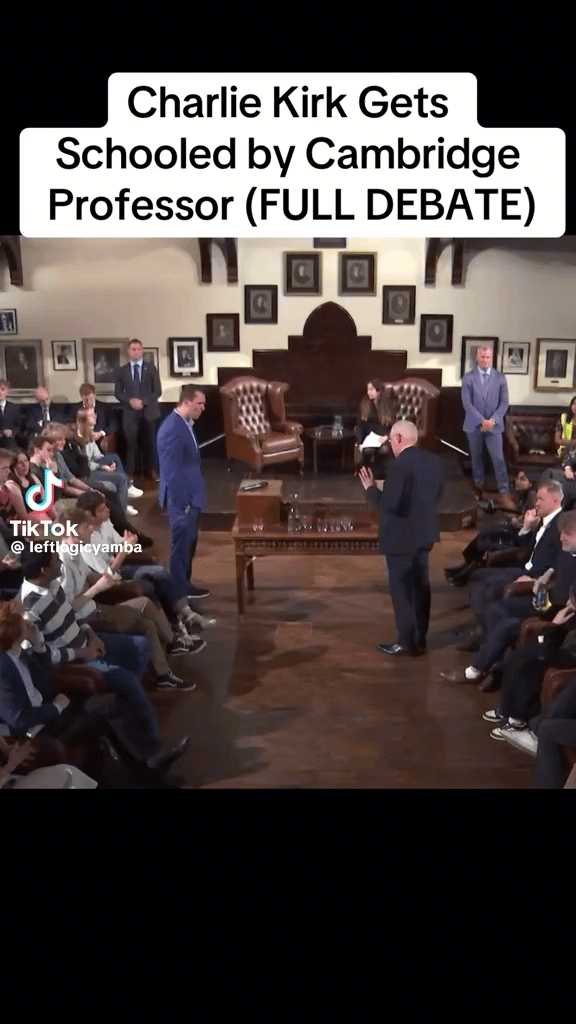 Charlie Kirk will not be returning to England after debating a professor from the smartest university on the planet on the Russia V Ukraine conflict.🤣🤣🤣