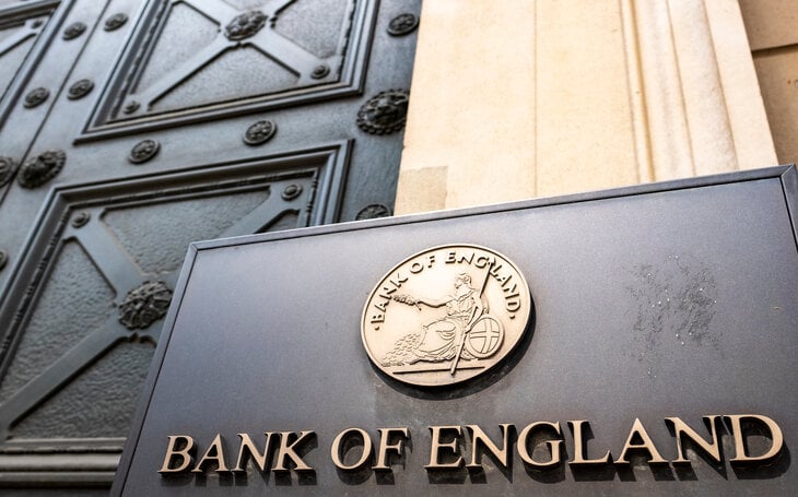 An abstract view of the front door of the Bank of England.