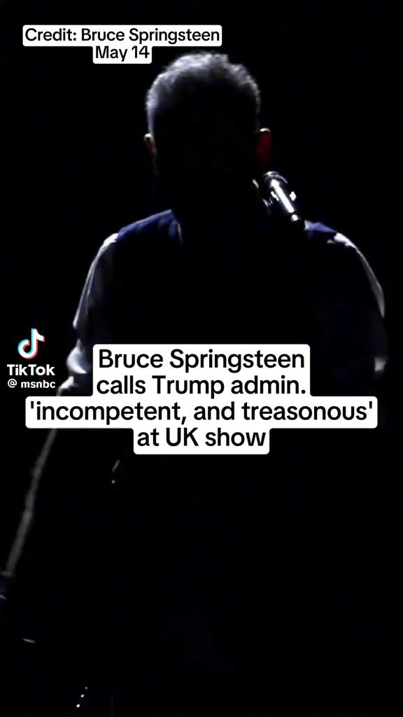 "In my home, the America I love — the America I've written about that has been a beacon of hope and liberty for 250 years — is currently in the hands of a corrupt, incompetent and treasonous administration," Bruce Springsteen said.
