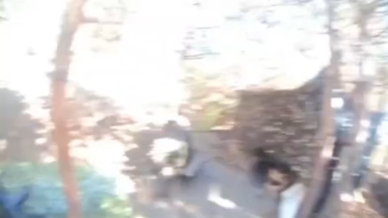 POV of Ukrainian soldier notified there's a Russian fibre-optic FPV around, grabs his shotgun and destroys it at close range. Serebryansky forest, Luhansk