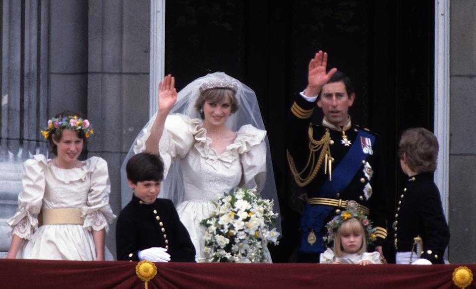 Bridesmaid India Hicks on the Buckingham Palace balcony after Princess Diana and King Charles's wedding on July 29, 1981
