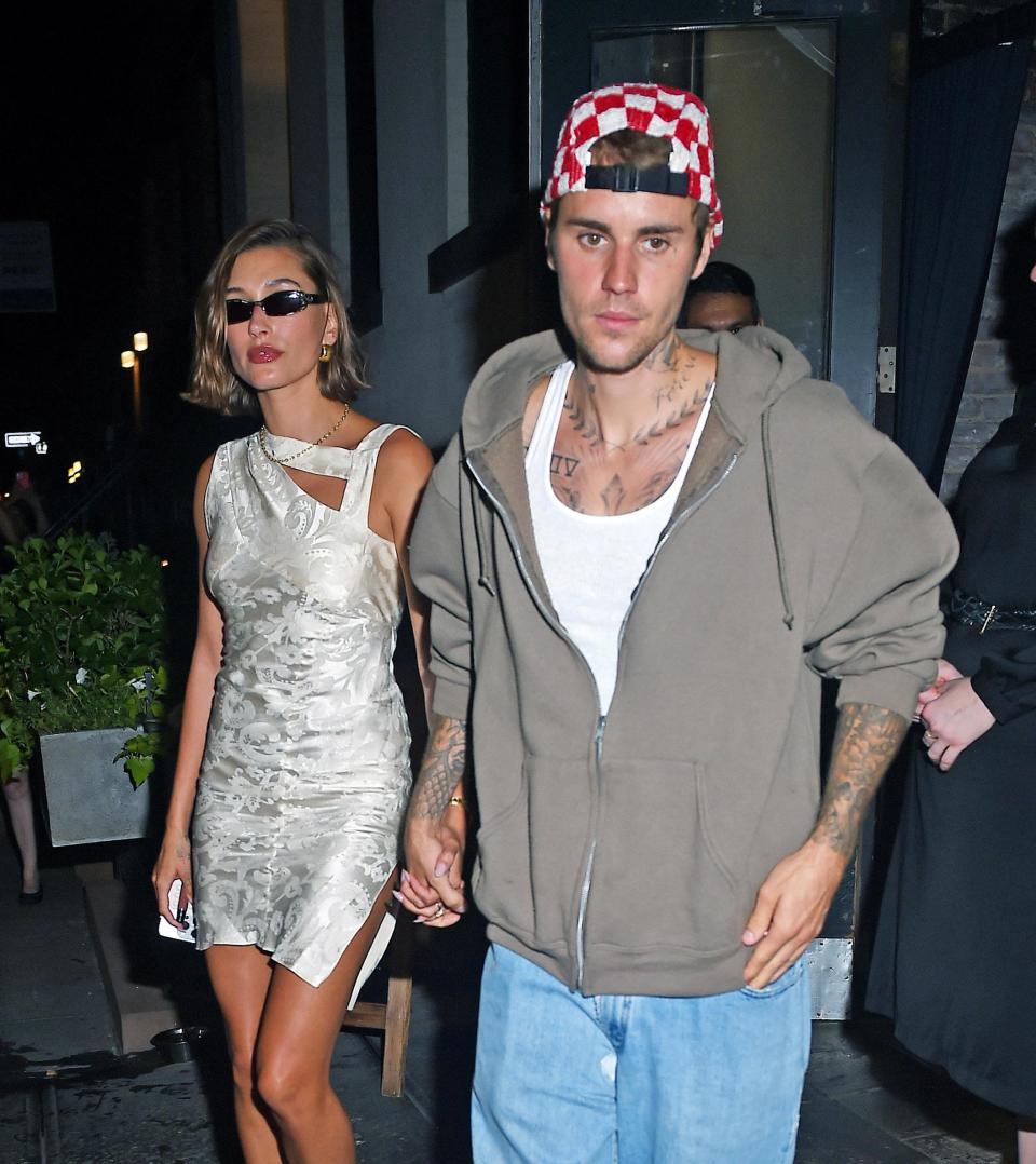 Hailey Bieber and Justin Bieber leaving L'artusi after dinner