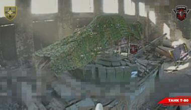 Ukrainian fiber optic drone destroyed a Russian tank hidden inside a building. Toretsk direction, Rubak of the 28th Mechanized Brigade. May 20, 2025