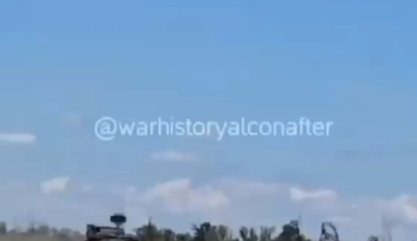 A Russian soldier is filming how a TOR air defense system tries to escape a Ukrainian heavy "Baby Yaga" UAV.
