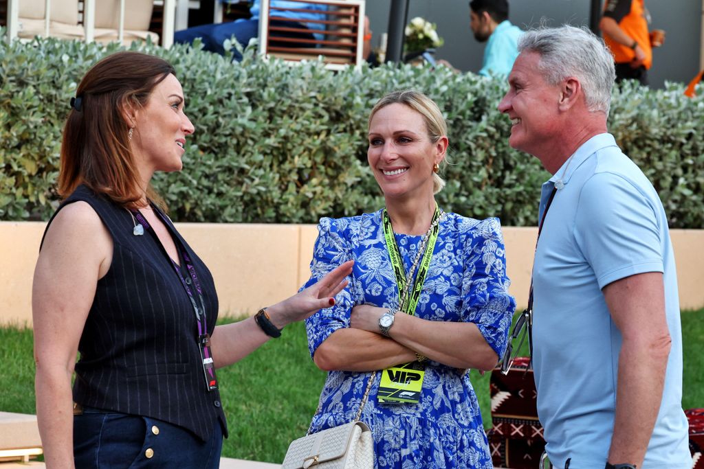 zara tindall in blue floral dress at formula 1 in bahrain
