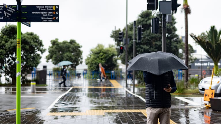 A wet Autumn day in Auckland City, New Zealand.