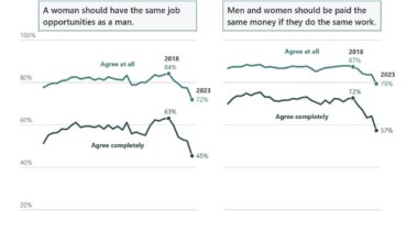 [OC] Fewer American boys are supporting gender equality
