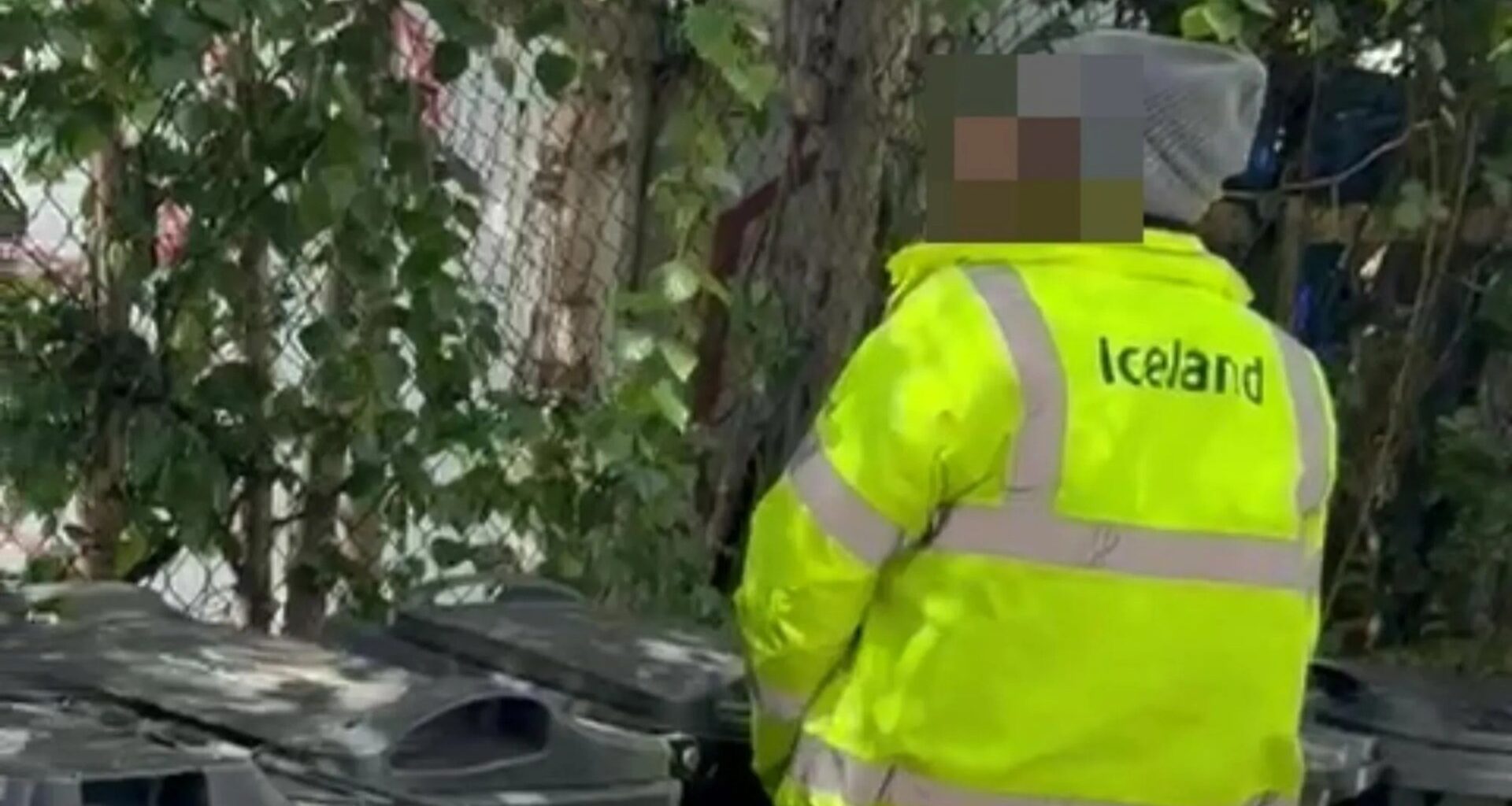 Moment Iceland delivery driver speeds off with customer on his BONNET after he was caught weeing on bins