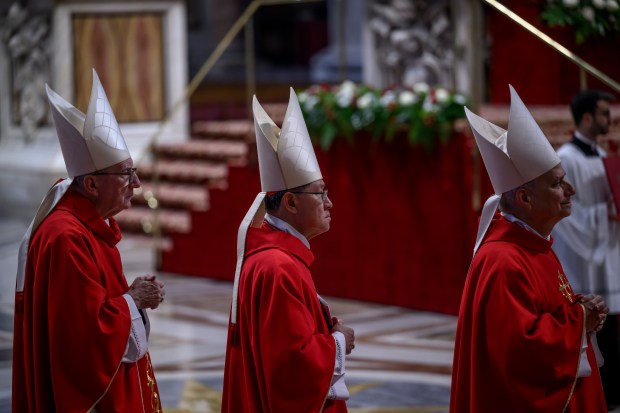 Cardinal Pietro Parolin, Cardinal Luis Antonio Gokim Tagle and Cardinal...