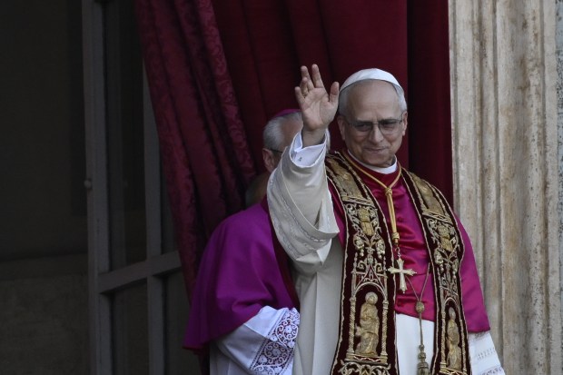 The newly elected pontiff, Pope Leo XIV is seen for...