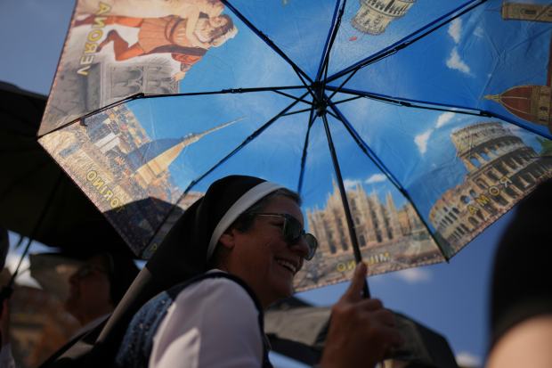 Nuns from Mexico gather at St. Peter's Basilica on May...