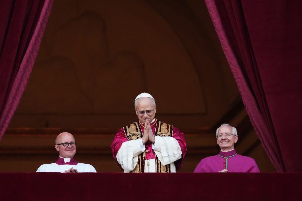 Newly elected Pope Leo XIV appears at the balcony of St. Peter's Basilica at the Vatican, May 8, 2025. (Alessandra Tarantino/AP)