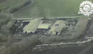 A Ukrainian Armed Forces aircraft carried out an airstrike using 4 guided American GBU-39 bombs on a hangar with Russian soldiers and military equipment. May 2025, location not disclosed.