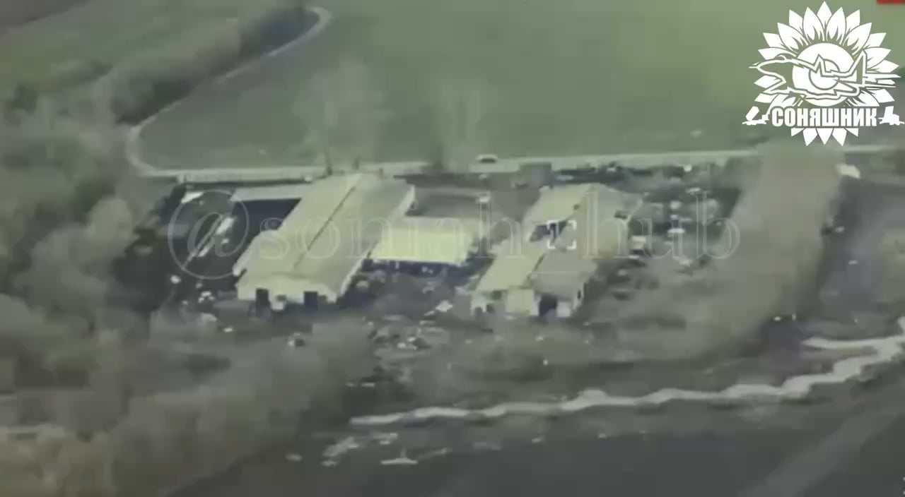A Ukrainian Armed Forces aircraft carried out an airstrike using 4 guided American GBU-39 bombs on a hangar with Russian soldiers and military equipment. May 2025, location not disclosed.