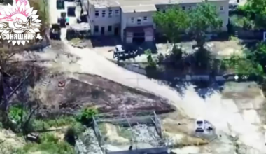 The Ukrainian Armed Forces carried out a MiG-29 airstrike using a guided French AASM HAMMER aerial bomb on a house with Russian soldiers in the town of Nova Kakhovka. May 2025, Kherson region.