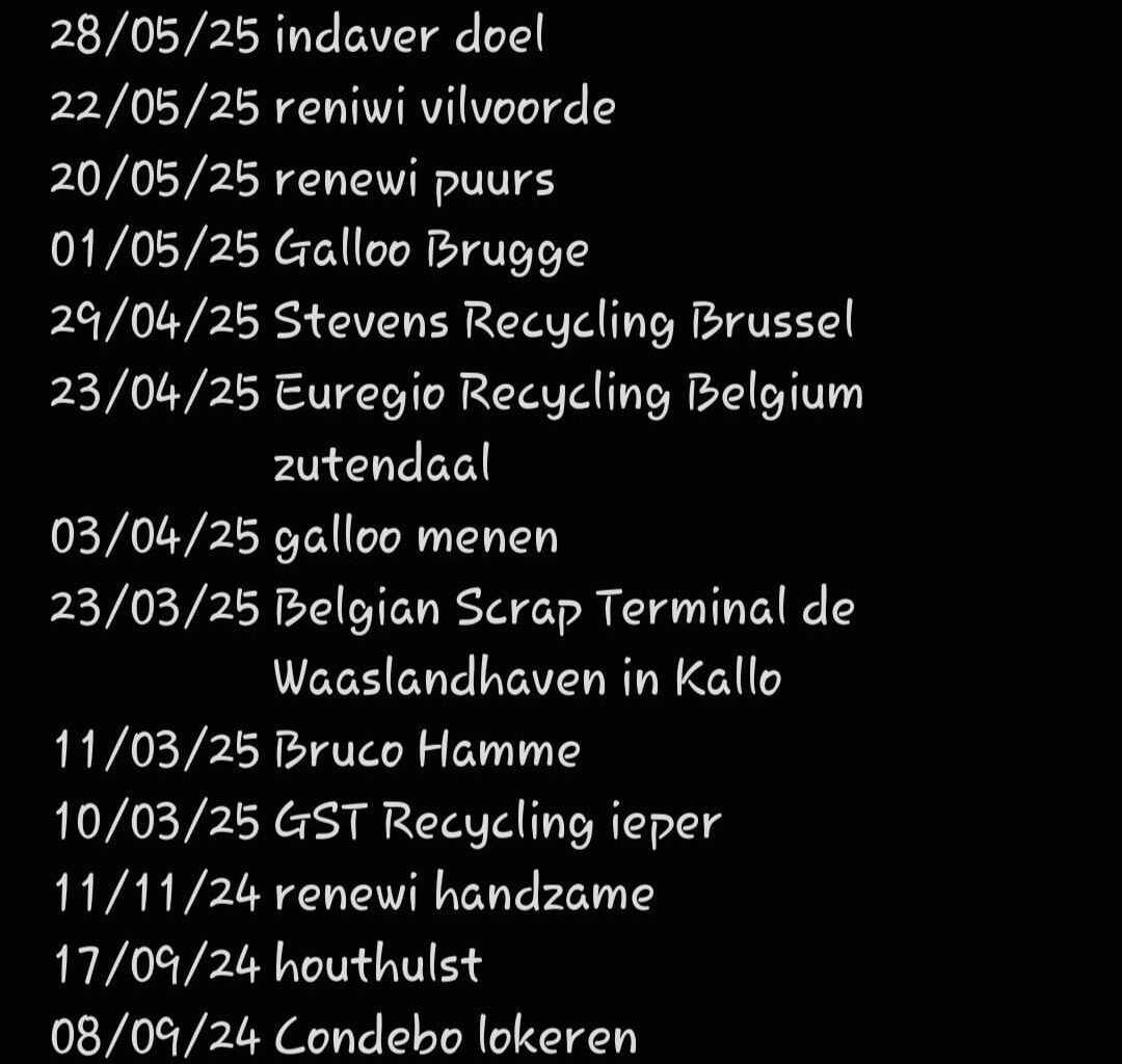 Ik heb alle branden in recyclage parken/ afvalverwerking bedrijven opgezocht...