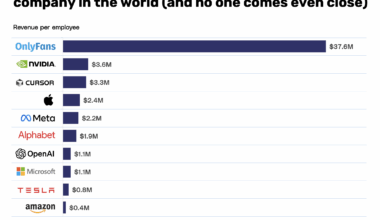 OnlyFans brings more revenue per employee than NVIDIA, Apple, Tesla etc. combined [OC]
