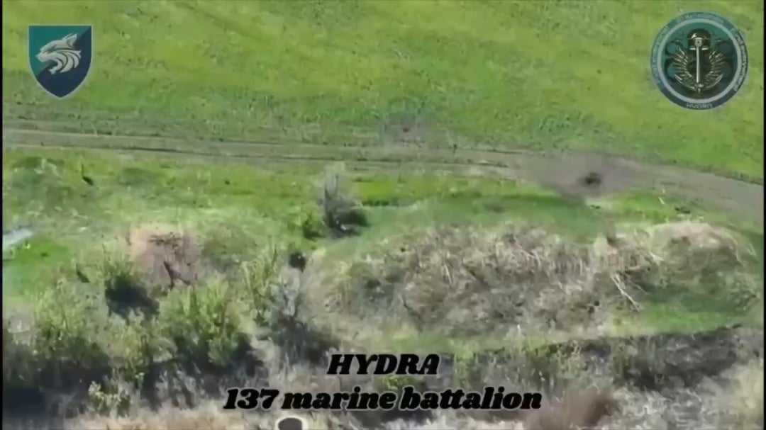 A Russian soldier was resting against a tree and was hit by FPV drone from the 137th marine Battalion. He flew 9 meters into a dried up river bed. (Sound effects and music from sourcs)