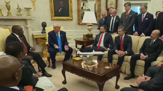 President Donald Trump met South Africa's President Cyril Ramaphosa in the Oval Office of the White House, Wednesday, May 21, 2025, in Washington.(via ANI)